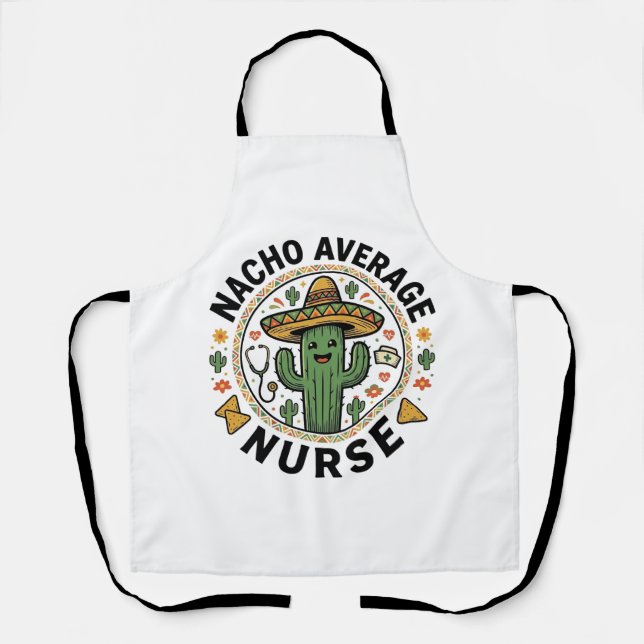 Delantal Diseño de camisa de fiesta de cactus de enfermera  (Anverso)