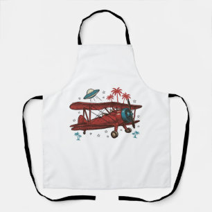 Delantal Diseño de camisa de viaje tropical ovni biplano vi