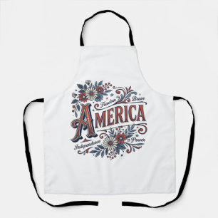 Delantal Diseño de camisa floral patriótica Vintage Merica_