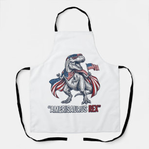 Delantal Diseño de camiseta blanca Patriótico T-Rex Amerisa