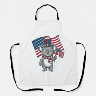 Delantal Diseño de camiseta con bandera de koala patriótico