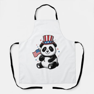 Delantal Diseño de camiseta con bandera de panda patriótico