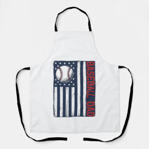 Delantal Diseño de camiseta con bandera de papá de béisbol 