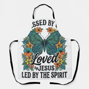 Delantal Diseño de camiseta cristiana de mariposa bendita (