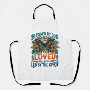 Delantal Diseño de camiseta cristiana de mariposa bendita_1