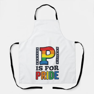 Delantal Diseño de camiseta de arcoíris con letra P de orgu