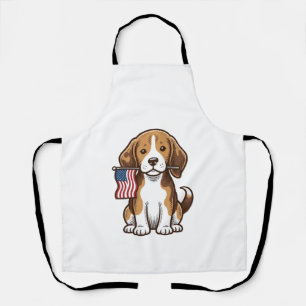 Delantal Diseño de camiseta de bandera americana de cachorr
