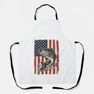 Delantal Diseño de camiseta de bandera americana de pesca d