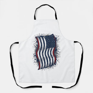 Delantal Diseño de camiseta de bandera patriótica desgastad