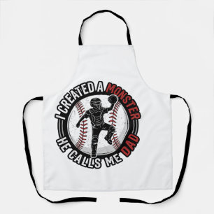 Delantal Diseño de camiseta de catcher vintage de monstruo