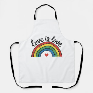 Delantal Diseño de camiseta de corazón de arcoíris vintage 