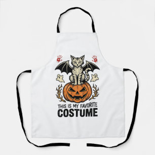Delantal Diseño de camiseta de disfraz de gato de calabaza 