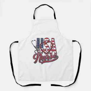 Delantal Diseño de camiseta de enfermera patriota USA coraz