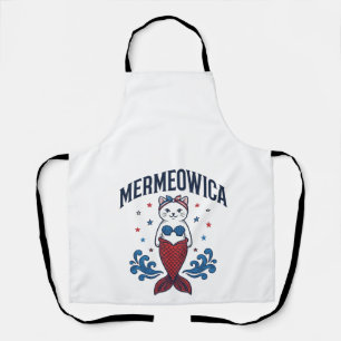 Delantal Diseño de camiseta de gato meremático patriótico_1