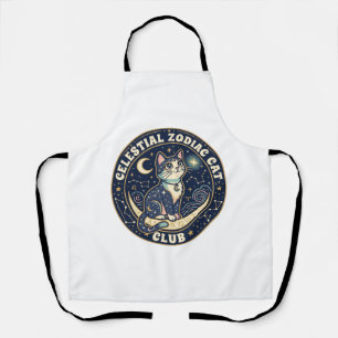 Delantal Diseño de camiseta de gato zodiacal celestial lind