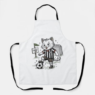 Delantal Diseño de camiseta de grabado de gato de fútbol vi