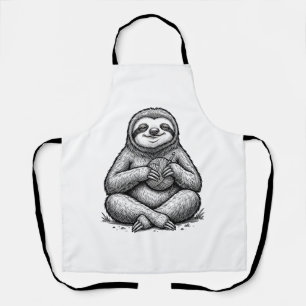 Delantal Diseño de camiseta de grabado de tejer perezoso vi