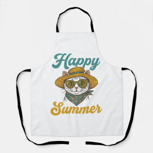 Delantal Diseño de camiseta de grabado vintage de gato de v