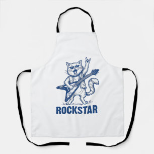 Delantal Diseño de camiseta de grabado vintage de gato guit