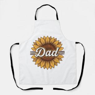 Delantal Diseño de camiseta de grabado vintage de girasol d