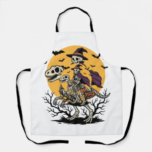 Delantal Diseño de camiseta de Halloween de dinosaurio esqu
