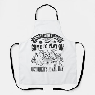 Delantal Diseño de camiseta de Halloween de fantasmas y due