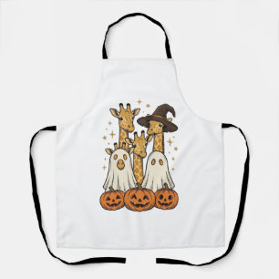 Delantal Diseño de camiseta de Halloween de jirafa fantasma