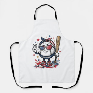 Delantal Diseño de camiseta de mascota de béisbol patriota