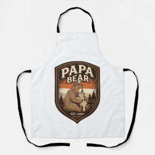 Delantal Diseño de camiseta de oso de grabado vintage Papa