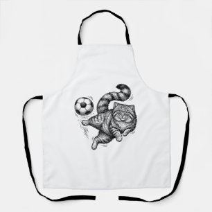 Delantal Diseño de camiseta de patada de fútbol de gato de 