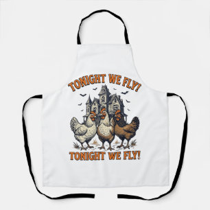 Delantal Diseno de camiseta de pollo divertido que vuela es