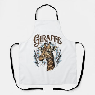 Delantal Diseño de camiseta de rayo de jirafa grabada vinta