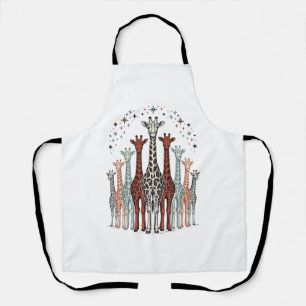 Delantal Diseño de camiseta de safari de manada de jirafas 