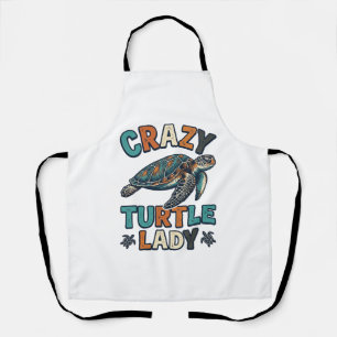 Delantal Diseño de camiseta de tortuga marina vintage Crazy