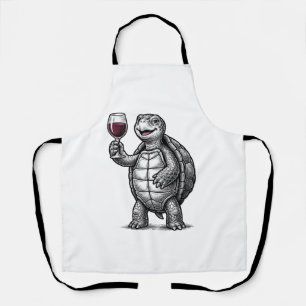 Delantal Diseño de camiseta de tortuga vintage sosteniendo 