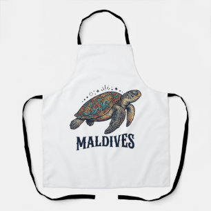 Delantal Diseño de camiseta de viaje de tortuga marina vint