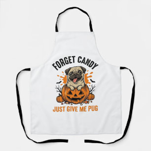 Delantal Diseño de camiseta divertida de Halloween Pug Olvi