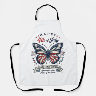 Delantal Diseño de camiseta feliz 4 de julio Mariposa Patri