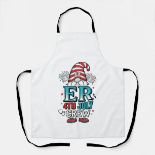 Delantal Diseño de camiseta Gnome patriótico ER 4 de julio_