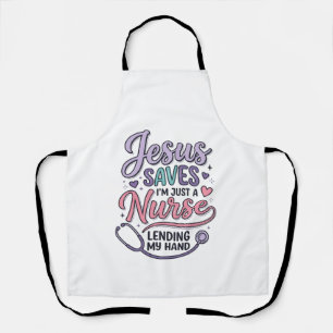 Delantal Diseño de camiseta Jesús salva a la enfermera Fait