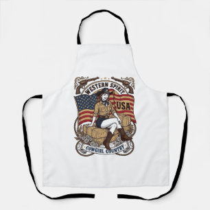 Delantal Diseño de camiseta patriota vaquera occidental vin