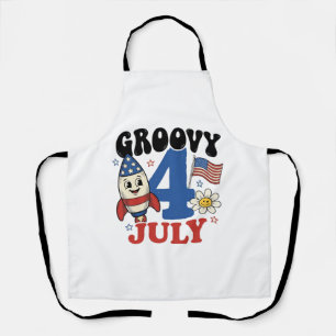 Delantal Diseño de camiseta patriótica cohete Groovy 4 de j