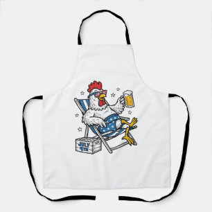 Delantal Diseño de camiseta patriótica de cerveza de pollo 