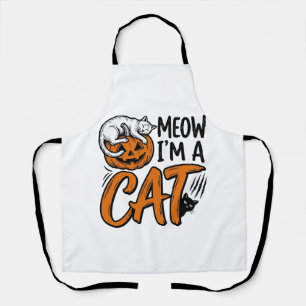 Delantal Diseño de camiseta tipográfica de gato de Hallowee