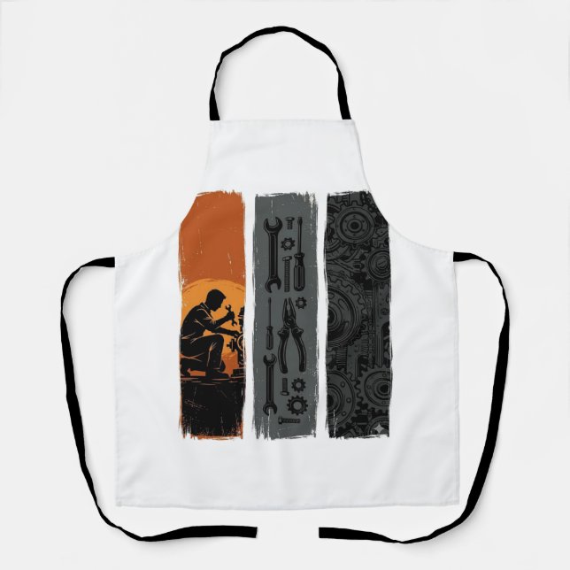 Delantal Diseño de camiseta tríptico de herramientas de mec (Anverso)