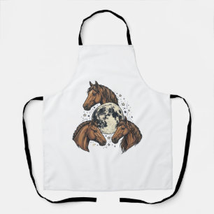 Delantal Diseño de camiseta vectorial de caballo luna graba