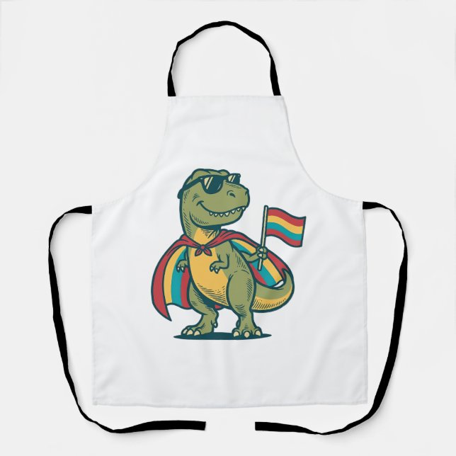 Delantal Diseño de camiseta vectorial de dinosaurio orgullo (Anverso)