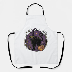 Delantal Diseño de camiseta vectorial de Halloween de gato 