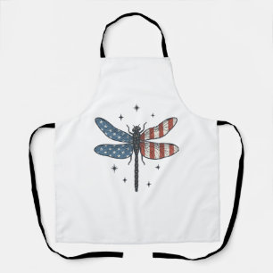 Delantal Diseño de camiseta vectorial de libélula patriótic