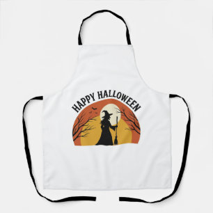 Delantal Diseño de camiseta vintage bruja feliz Halloween_1